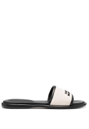 ISABEL MARANT logo-embroidery leather slides - Toni neutri