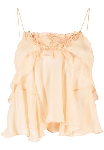 ISABEL MARANT semi-sheer draped tank top - Arancione