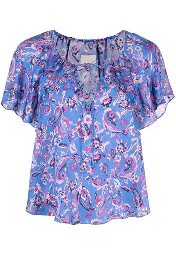 ISABEL MARANT floral-print short-sleeve blouse - Blu