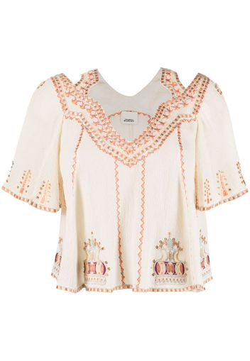 ISABEL MARANT Biani embroidered top - Toni neutri