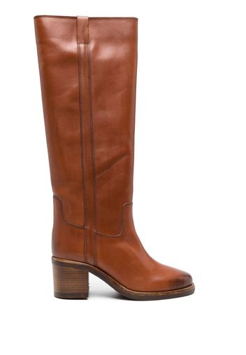 ISABEL MARANT 70mm round-toe leather boots - Marrone