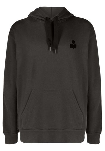 ISABEL MARANT appliqué-logo drawstring hoodie - Nero