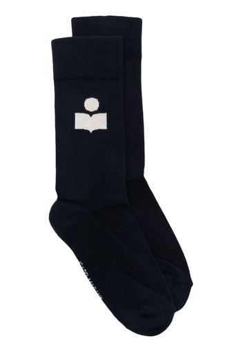 ISABEL MARANT intarsia-knit logo cotton socks - Blu