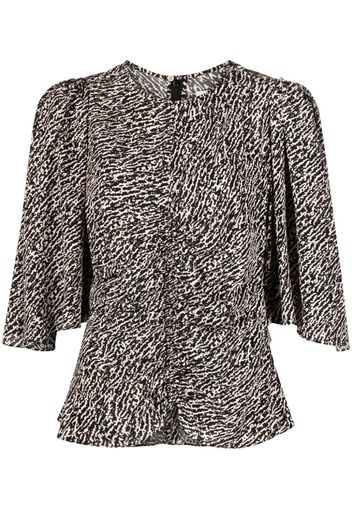 ISABEL MARANT Geza ruched stretch-silk top - Marrone