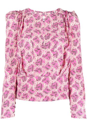 ISABEL MARANT graphic-print silk blend blouse - Rosa