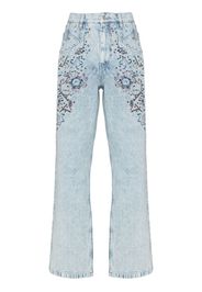 Isabel Marant floral-embroidered straight-leg jeans - Blu