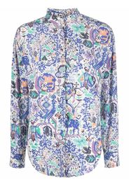 Isabel Marant graphic-print long-sleeve blouse - Blu