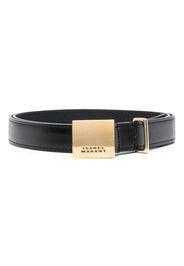 ISABEL MARANT Lowell engraved-buckle leather belt - Nero