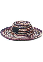 Isabel Marant logo-patch woven raffia sun hat - Blu