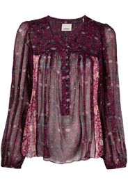 ISABEL MARANT plissé-effect long-sleeve blouse - Rosa