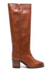 ISABEL MARANT 70mm round-toe leather boots - Marrone