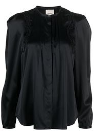 ISABEL MARANT lace-detail pleated blouse - Nero