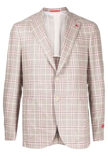 Isaia print-check wool blazer - Toni neutri