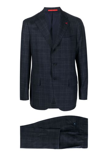 Isaia check-pattern single-breasted blazer - Blu