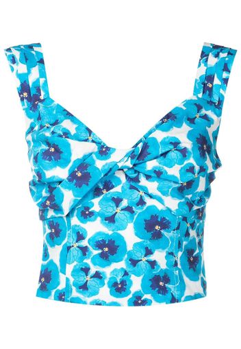 Isolda Top crop a fiori plissettato - Blu