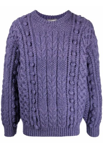 Issey Miyake Pre-Owned 1980s chunky cable-knit jumper - Viola