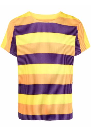 Issey Miyake Pre-Owned 2000s plissé-effect striped T-shirt - Giallo