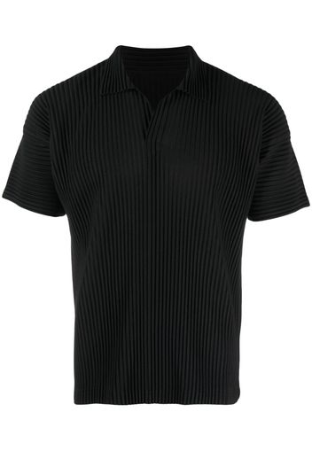 Issey Miyake short-sleeved pleated polo shirt - Nero