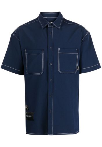 izzue contrast-stitching short-sleeve shirt - Blu