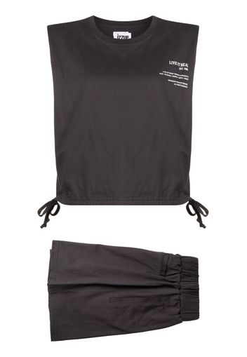 izzue Set top e shorts con stampa - Grigio