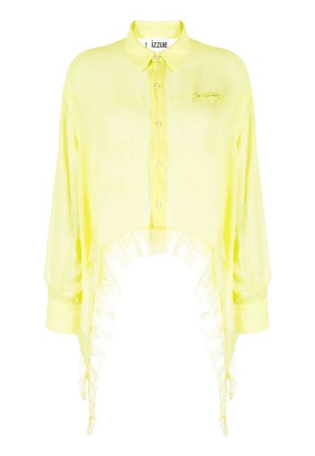 izzue logo-print transparent blouse - Giallo