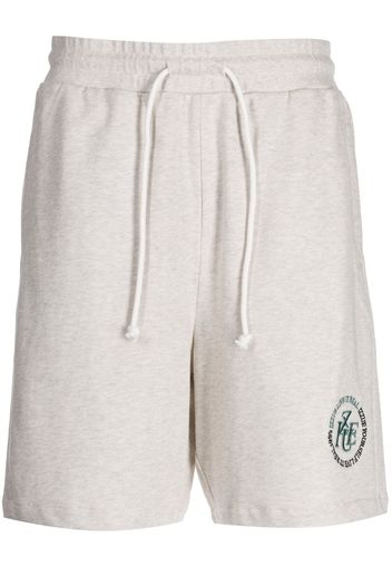 izzue logo-embroidered cotton shorts - Grigio