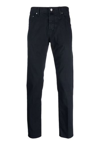 Jacob Cohën logo-patch cotton trousers - Blu