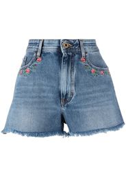 Jacob Cohën floral-embroidered denim shorts - Blu