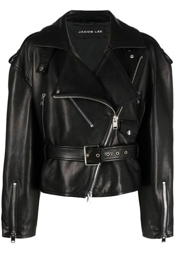 Jacob Lee Giacca biker crop - Nero