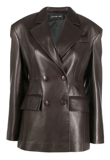 Jacob Lee Blazer doppiopetto in pelle - Marrone