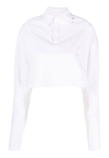 Jacob Lee long-sleeved crop polo top - Bianco