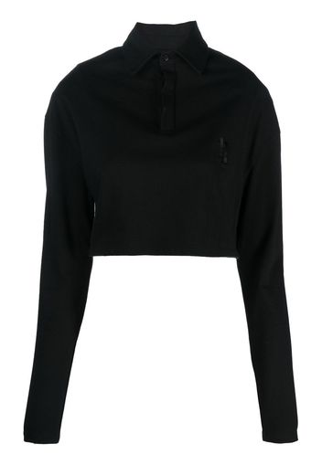 Jacob Lee long-sleeved cropped polo top - Nero