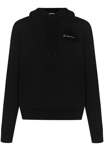 Jacquemus logo-embroidered cotton hoodie - Nero