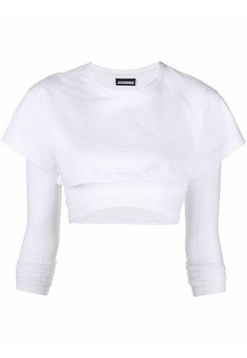 Jacquemus Le Double cropped layered T-shirt - Bianco