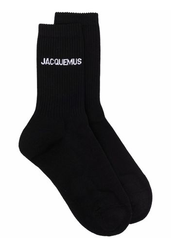 Jacquemus logo-print ribbed socks - Nero