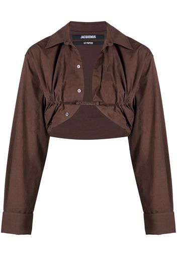 Jacquemus Camicia con ruches crop - Marrone