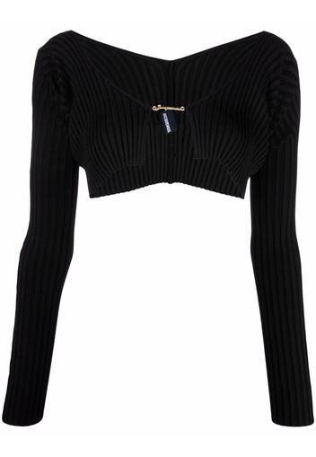 Jacquemus chain-detail cropped knit top - Nero