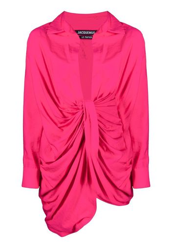 Jacquemus La Robe Bahia draped shirtdress - Rosa