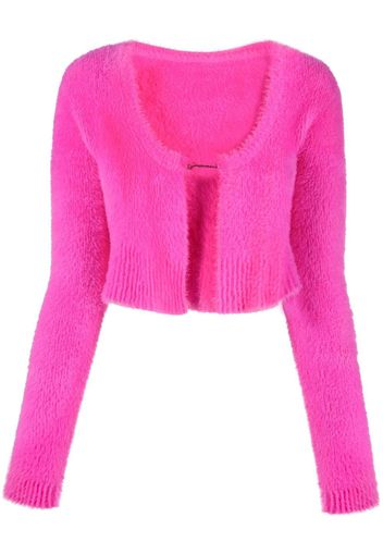 Jacquemus Cardigan crop La Maille con ciondolo logo - Rosa