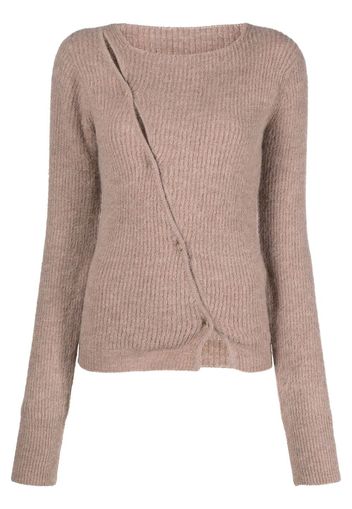 Jacquemus Pau asymmetric knitted cardigan - Marrone