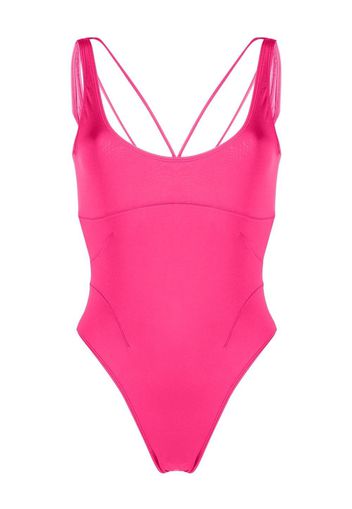 Jacquemus logo-embellished backless one-piece - Rosa