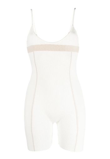 Jacquemus rib-knit panelled playsuit - Bianco