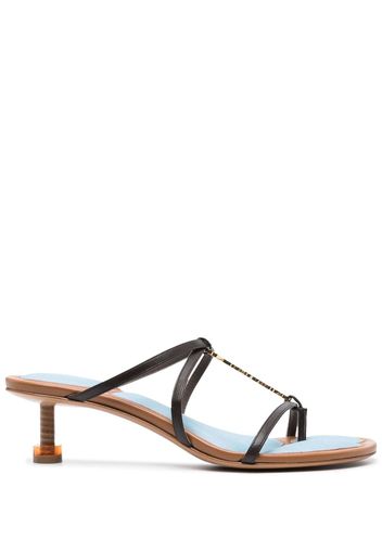 Jacquemus JACQUEMUS LES SANDALES BASSES PRALU XX MID HEEL SANDAL LEATH - Marrone