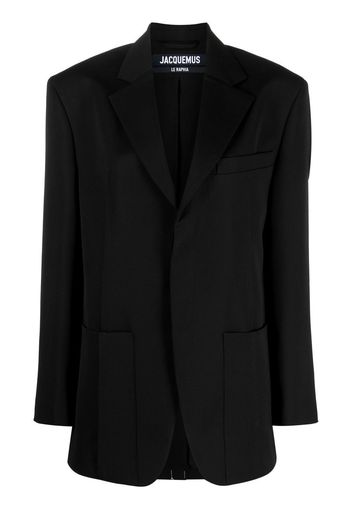 Jacquemus Blazer monopetto con revers a lancia - Nero