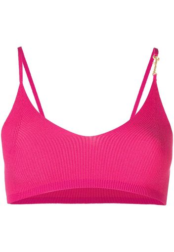 Jacquemus Pralu logo-plaque cropped top - Rosa