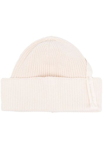 Jacquemus ribbed-knit logo-ribbon beanie - Toni neutri