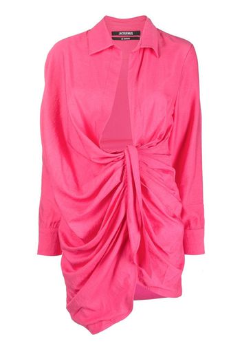 Jacquemus La Robe Bahia draped shirtdress - Rosa