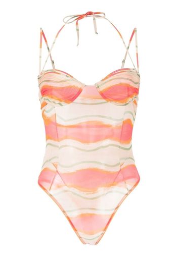 Jacquemus Ilha Print Camisole Bodysuit - PINK WAVES