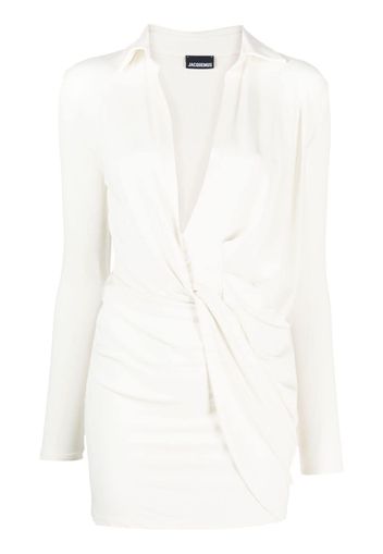 Jacquemus twist plunge jersey minidress - Toni neutri