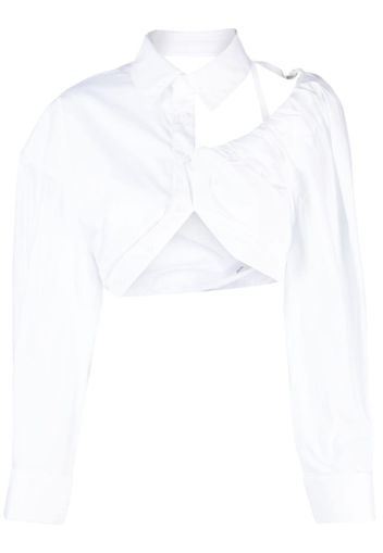 Jacquemus La Galliga asymmetric cropped shirt - Bianco